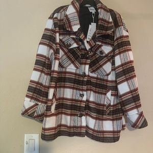 NWT KENSIE JACKET BROWN AND WHITE PLAID COLOR